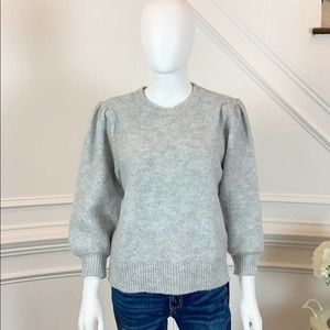 NWT Marled Gray & Silver Knit Puff Sleeve Sweater